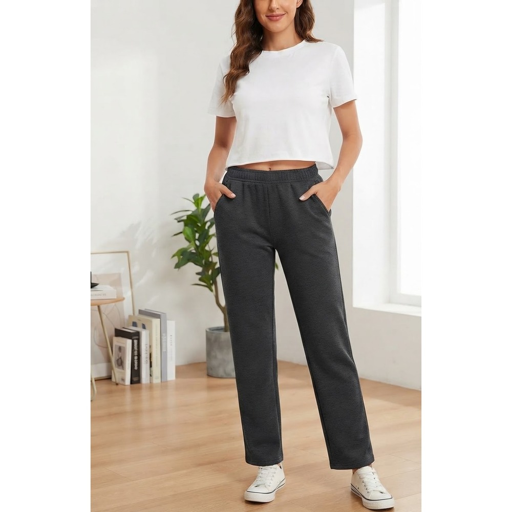 Mondetta Womens XS Charcoal Gray Fleece Lined Straight Leg Sweatpants Joggers